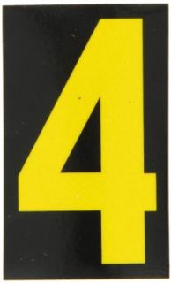 Brady 5000 4 Bradylite 2 7/8" Height, 1 3/4" Width, B 997 Engineering Grade Bradylite Reflective Sheeting Yellow On Black Color Reflective Number Legend "4" (Pack Of 25) Industrial Warning Signs