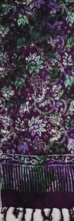 Indonesian Scarf   Green and Purple Floral   Design May Vary Slightly