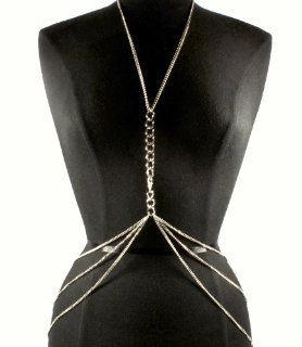 Fashion Jewelry~ Body Jewelry ~ Silvertone Chain Link Body Chain (Style PBC5034R MWR) Y Shaped Necklaces Jewelry