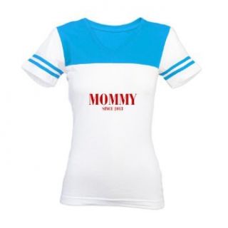  mommy since 2013 BOD BURG Jr. Football T Shirt   L Blue/White Clothing