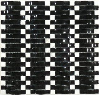 Glass Tile Oasis   19346, Dark Night Weave Black Wave 3D Glass Series Glossy & Unpolished Glass and Stone, Tiles, Glass, Wave 3D Glass Series   Plumbing Equipment  