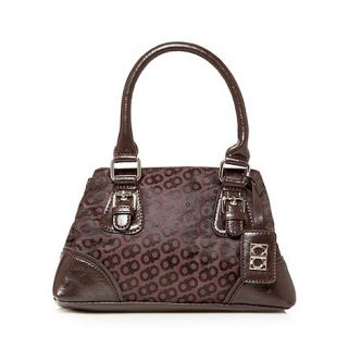 The Collection Chocolate jacquard bow hand held bag