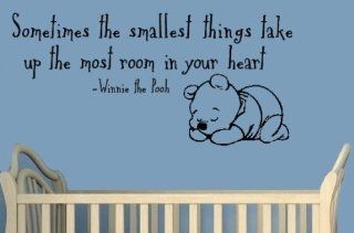 Sometimes The Smallest Things In Your Heart Take Up The Most Room In Your Heart 14"x32" Winnie The Pooh Sleeping Wall Art Sticker Decals Wall Sticker Wall Decals Wall Decor Wall Decoration Wall Quotes    
