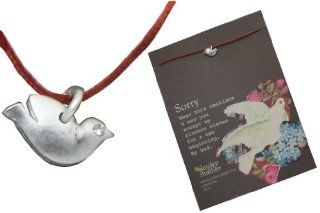 Lucky Feather "I'm Sorry" Lucky Red String Dove of Peace Greeting Card Necklace Jewelry