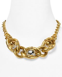 T Tahari On The Edge Gold Chain Link Multi Stone Necklace, 17"'s