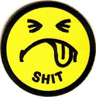 Shit Smiley Face Patch  Embroidered Iron On, 3X3 inch, Embroidered iron on patch