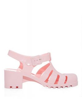Pink Block Heel Jelly Sandals