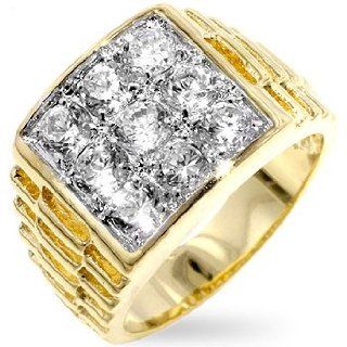 Eleganter Herren Ring mit Zirkonia Diamanten, 14 Karat Gold Vermeil Glitzs Schmuck