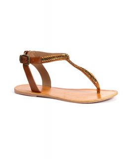 Tan Jewelled T Bar Sandals