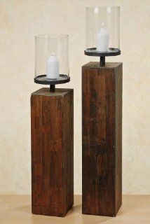 WOOD WINDLICHT Holz mit Glaseinsatz zwei Gren tolles Deko Objekt, WindlichtHhe 125 cm Küche & Haushalt