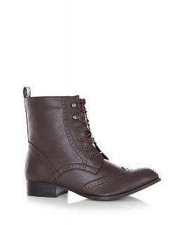 Dark Red Lace Up Brogue Boots