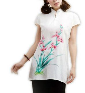 100% Handgemachte Leinen Baumwolle Bluse Oberhemden   Orientalische Chinesische Handgemalte Kunst # 112   FREIE FRACHT Bekleidung