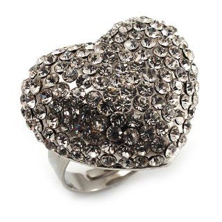 ppiger "Herz" Ring mit transparentem Strass im Diamant Design (Silberfarben) Schmuck