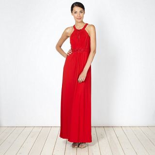No. 1 Jenny Packham Designer red embellished high neck maxi dress