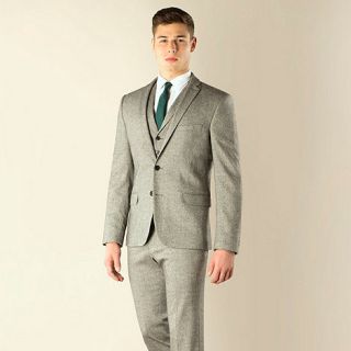 Red Herring Grey donegal look 2 button super slim fit suit jacket