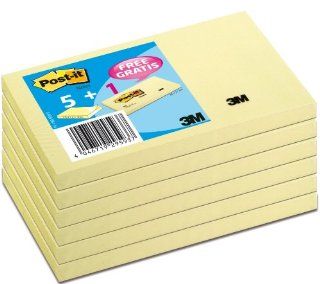 Post it Notes Promotion   6er Pack (1 Block gratis), Farbe gelb, 127 x 76 mm, 100 Blatt/Block Bürobedarf & Schreibwaren