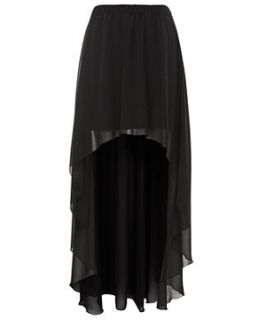 Black Extreme Dip Hem Skirt