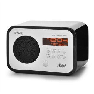 DENVER TR 52BLACK FM Radio Holzgehaeuse invertiertes Display AUX Line In fuer  Player eingebaute Antenne Uhr mit Alarmfunktion Heimkino, TV & Video