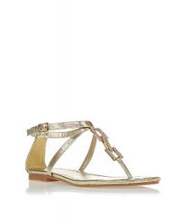 Gold Square Chain Flat Sandals