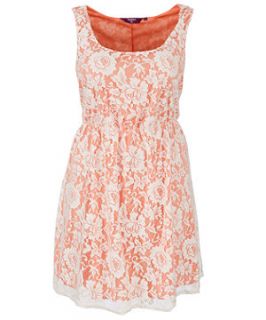 Inspire White and Orange Lace Dress