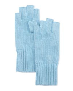 Fingerless Soft Knit Gloves, Sky Blue