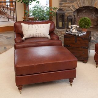 Elements Fine Home Furnishings Cambridge Top Grain Leather Chair and Ottoman 