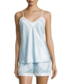 Louis at Home Casarina Contrast Trim Short Pajama Set, Ice Blue/White