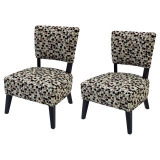 Armen Living Modern Accent Chairs   Geometric Fabric   Set of 2