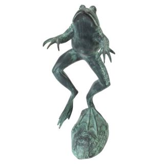 Medium Leaping Spitting Frog Cast Garden Statue by Design Toscano