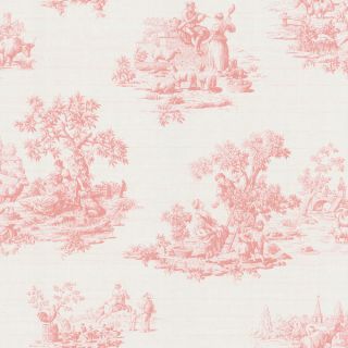 Brewster Pink Vintage Toile Wallpaper   Shopping