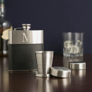 Birch Lane Monogrammed Leather Wrapped Flask