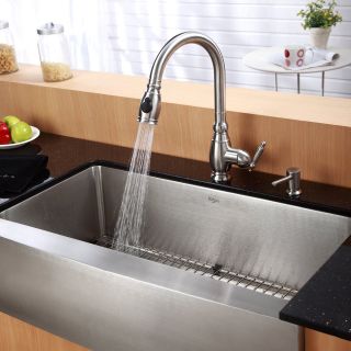 Kraus KHF200 36 KPF2150 SD20 Single Basin Farmhouse Kitchen Sink with Faucet   Kitchen Sinks