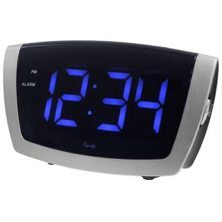 Large Blue LED Alarm Clock with USB Port   Shopping   Great