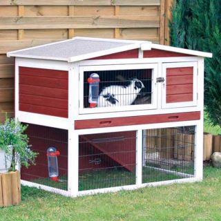 TRIXIE Rabbit Hutch with Peaked Roof (M), Red/ White   13813835