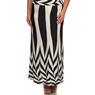 Womens Plus Size Black/ White Geometric Maxi Skirt   17684391