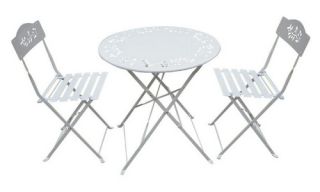Alpine Metal Folding Bistro Set with Two Chairs   White   Outdoor Bistro Sets