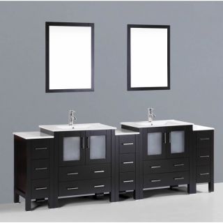 Monaco 84 inch Double Sink Bathroom Vanity Set with Mirror and Faucet