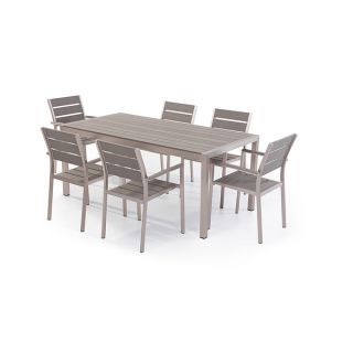 Nardo Aluminium and Faux Wood Garden Dining Set with Benches