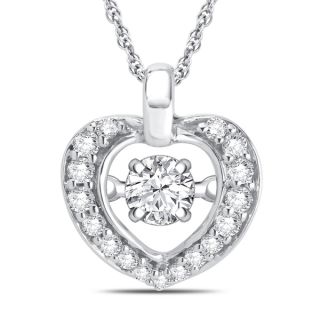 Sterling Silver Dancing Diamond Accent Heart Necklace (I J, I3)
