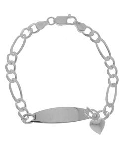 Sterling Essentials Sterling Silver 7 inch ID Bracelet with Heart