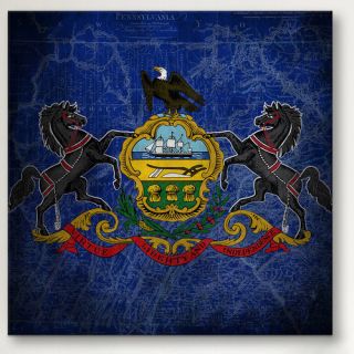 Pennsylvania Flag, Grunge Map Graphic Art on Canvas by iCanvas