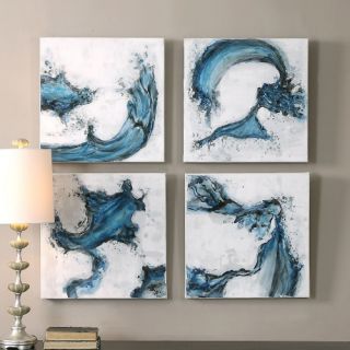 Uttermost Swirls In Blue Abstract Art   Set of 4   Wall Art