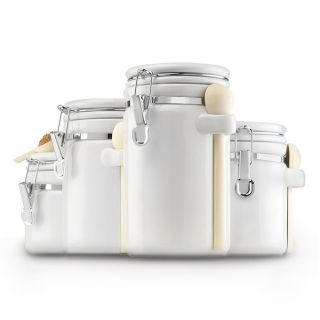 White Ceramic 4 piece Canister Set   Shopping