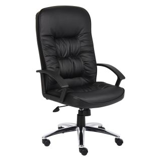Boss High Back Leatherplus Chair in Black   Desk Chairs