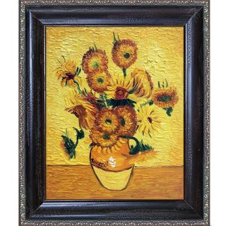 Vincent Van Gogh Vase with Fifteen Sunflowers Hand Painted Framed