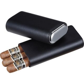 Visol Razo Brown Leatherette Stainless Steel Cigar Holder