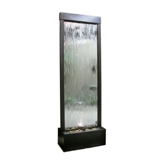 Alpine Mirror Silver with Decorative Stones Lighted Waterfall Outdoor Fountain   Fountains