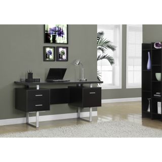 Cappuccino Hollow core Silver Metal 60 inch Office Desk