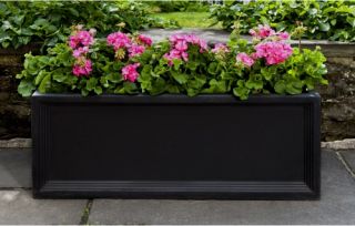 Campania International Denbigh Large Window Box Planter   Onyx Black Lite   Raised Bed & Container Gardening
