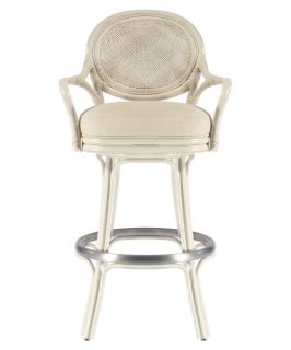 Selamat Dahlia 30 in. Swivel Bar Stool with Arms   White